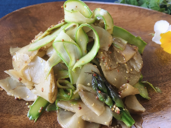 毎日の食事で免疫力アップ イヌリンたっぷり 菊芋とアスパラのひらひらソテー マスタード風味 お家で簡単 ベジごはん